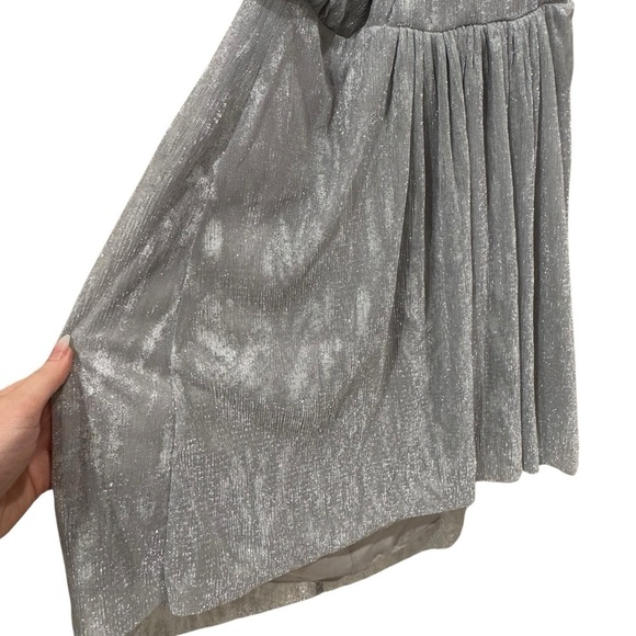 IRO Louxor Gathered Metallic Knitted Silver Mini Dress Size 34 VGUC - Picture 9 of 12